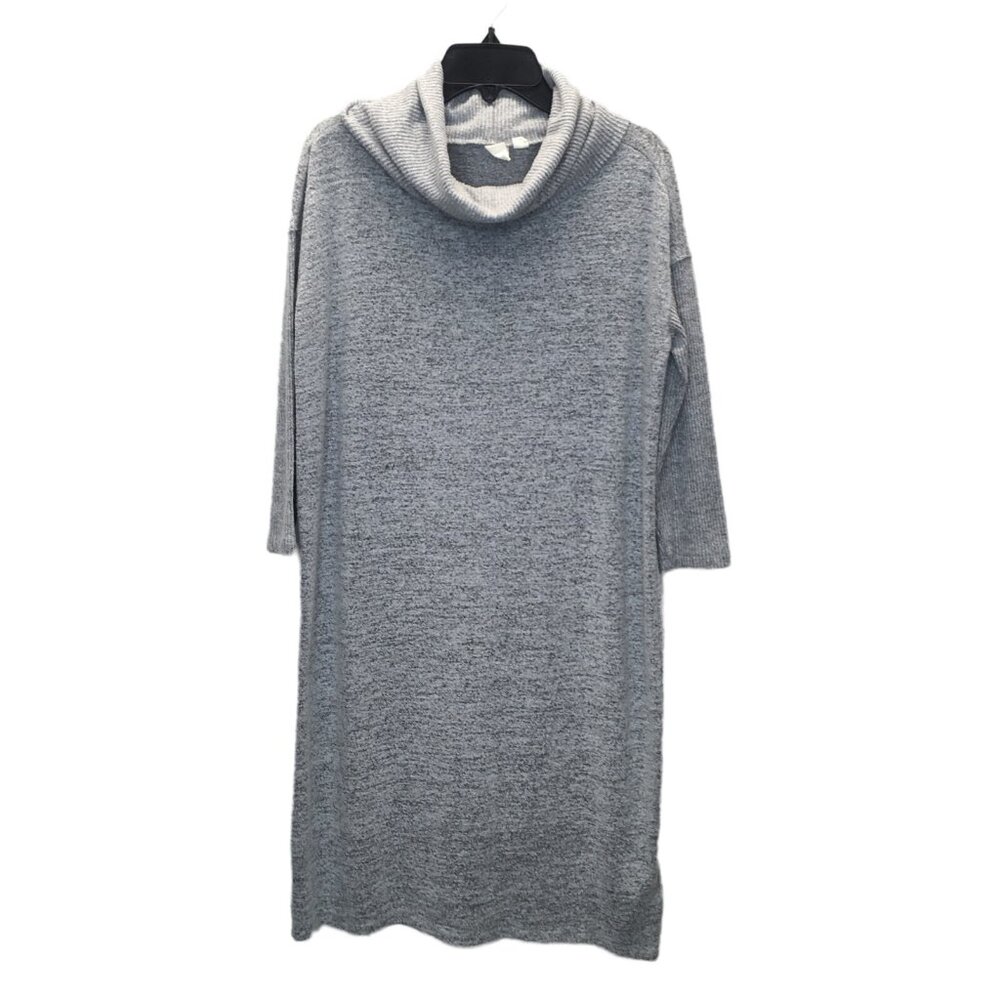 GAP Sweater Dress XS Gray Knit Stretch Cowl Neck 3/4 Sleeve